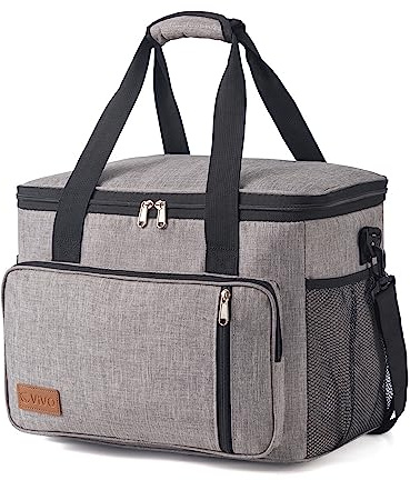 Vivo Technologies Cooler Bag Thermal Insulated Picnic Family Lunch Bag Waterproof Cool Bags Large Shopping Bag for Beach Picnic Camping Travel Grey