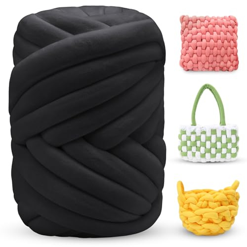 LEREATI Thick Chunky Yarn for Arm Knitting Jumbo Tube Yarn Soft Chunky Knit Blanket Yarn, Velvet Yarn for Crocheting Handbags Hand Knitting Pet Bed Rugs Pillows Crafts (500g, Graphite Gray)