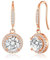 Philip Jones Rose Gold Plated Halo Drop Earrings Created with Zircondia® Crystals