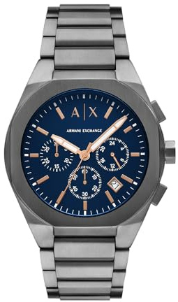 Armani Exchange Watch for Men, Automatic Movement and 46mm Case Size with Stainless Steel, Leather or Silicone Strap