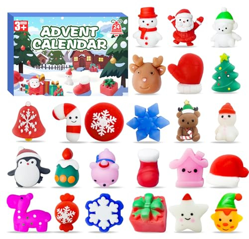 Calendario de Adviento 2025 Niñas Niños Juguete Calendario Adviento 2025 de Cuenta Regresiva con 24 Squishies Juguete Advent Calendar 2025 para Niña Niños 1 2 3 4 5 8 6 7 9 Años