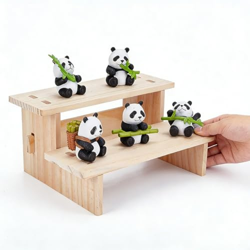 NBEADS 2-Tier Wooden Display Riser Shelf, Tabletop Small Food Stand Wooden Display Riser Stand Wood Jewellery Display Stand for Perfume Cosmetics Figure Collection, Blanched Almond, 19.7x15.9x9.3cm