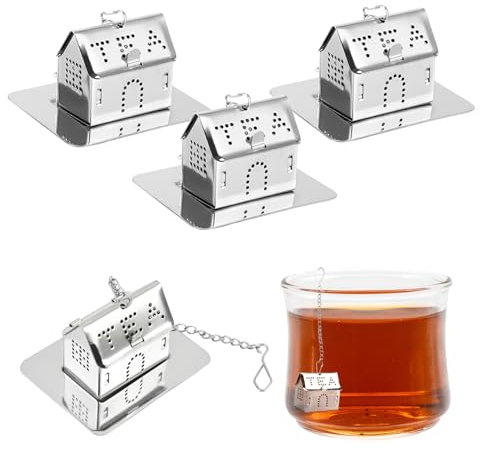 imposyu 4 Pezzi Infusore per Tisane Infusore Tisane e Te a Forma di Casa Filtro per Tè Sfuso in Acciaio Inossidabile Filtro per Tisane con Catene, per Tè Sfuso, Spezie