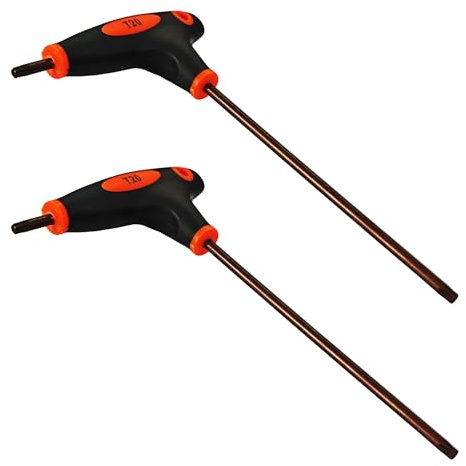 bociloy 2Pcs T20 Torx Screwdriver, Anti Tamper Proof Torx Key, S2 Steel T-Handle Dual End Wrench for Home Repair and Mechanical Maintenance, Red