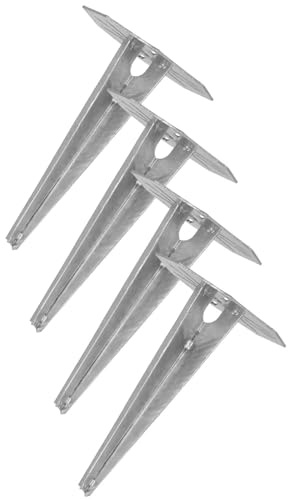 KOTARBAU® Lot de 4 piquets à enfoncer pour éclairage de jardin 190 mm en acier galvanisé Piquet d'ancrage au sol Support de sol encliquetable pour lampes de jardin Douille à enfoncer Douille de sol