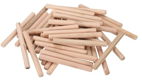 QUARKZMAN Holzdübel 40 Stück 10x100mm (0,39x3,93) Geriffelte Holzstifte Mit Abschrägungen Getrocknetes Hartholz Für Möbel Holzwerken Regal