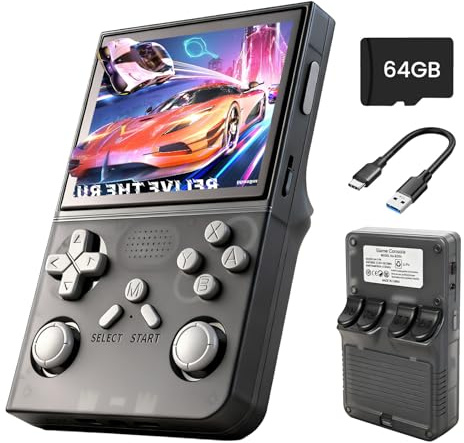 Games Console -With Open Source Linux System,3000mAh Battery,3.5 Inch HD Screen,64G TF Card,20,000+ Classic Games,Portable Mini Game Console for Teens and Adults-(white)