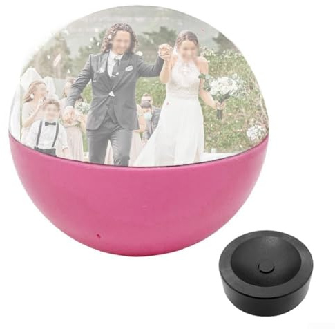 Sfera video con WiFi da 7 cm, con luci a LED, per ricordi personalizzati ed elegante decorazione per eventi in occasioni speciali (rosa)