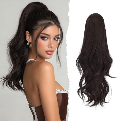 Sofeiyan Coda di Cavallo Lunga e Ondulata con Pinza, Estension Ponytail a Doppio Uso, 41 cm Naturale Sintetico Posticcio Fermaglio per Capelli Donna, 6A#