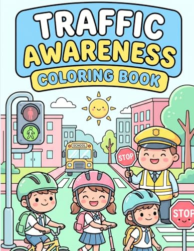 Traffic Awareness Coloring Book: 50 Fun Road Safety Scenes to Color While Learning Traffic Signs, Rules, and Safe Habits for Kids Ages 4-12