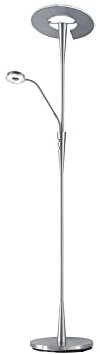 Trio Leuchten LED Stehleuchte 422710307 Quebec, inkl. 34 + 5 Watt LED, Metall Nickel matt, 60 x 35 x 180 cm