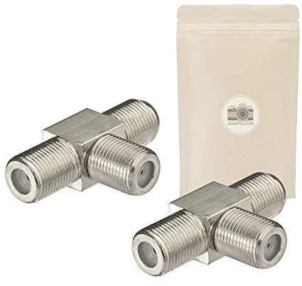 X2 Adaptador T 3 Enchufe hembra TV tipo F RF coaxial doble divisor y divisor conector de tornillo satélite Antena TNT ADAPCUL Marca francesa