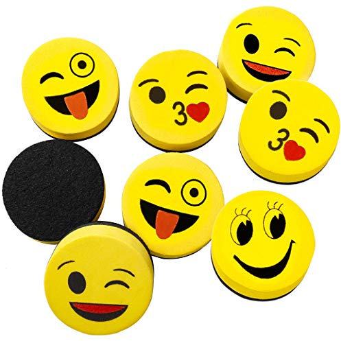 Whiteboard Schwamm Magnetisch Haftende 16 Stück Smile Trockenreinigung Wischer Reiniger für Kinder Zuhause Schulbedarf, Mini-Filz-Wischschaum für Markierungsstift