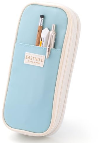 EASTHILL Big Capacity Pencil Case Large Pencil Pouch Stationery Pen Bag for Teen Girls-Blue