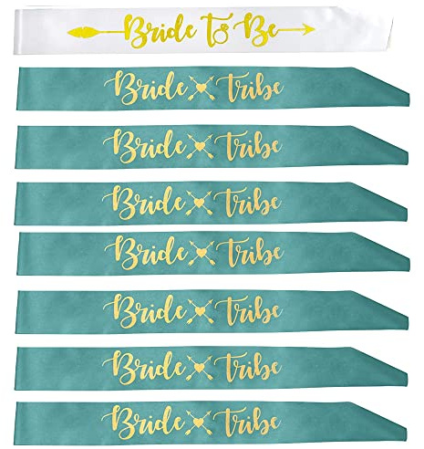 Hen Party Sash, 8 Pcs Bride Tribe Bridesmaids Sashes Bachelorette Sashes for Bridal Shower, Team Bride Sashes Bride to Be Hen Party Sash,Bachelorette Party, Wedding Party (Green)