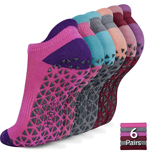 Hromec Non Slip Yoga Socks with Grips for Pilates, Ballet, Barre, Barefoot,Bikram,Hospital Anti Skid Socks for Women and Men