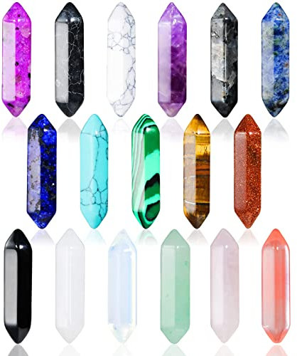 17Stück Heilende Kristalle Steine Sets, Sechseckige Heilkristalle Reiki Meditation Edelsteine Chakra Steine Amethyst Tigerauge Obsidian Rosenquarz Anhänger Spirituelle Deko Esoterik Geschenke