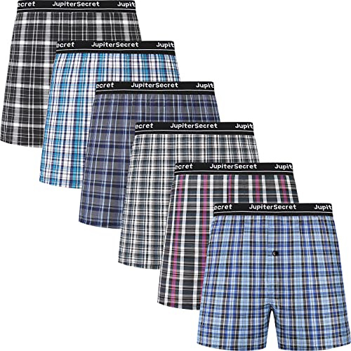 JupiterSecret Calzoncillos Hombre Boxer Calzoncillos Hombre Tejido Calzoncillos Algodon Hombre Bóxer Hombre Americanos con Cinturón Visible Boxer Hombre Pack de 6, L