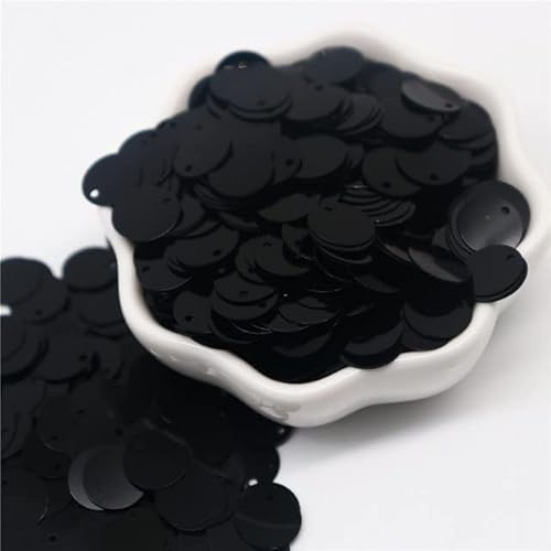 Pailletten, 20 mm, PVC, flach, rund, lose Pailletten, 2 cm, Pailletten, Nähen, Basteln, DIY-Zubehör für Kleidungsstücke, schwarz, 10 g