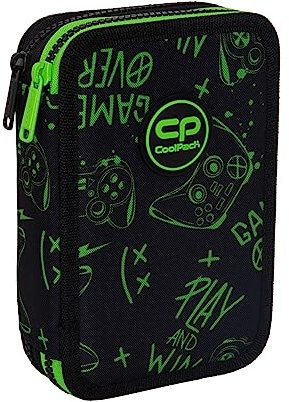 Goldkids COOLPACK 2-fache Federtasche Federmappe Federmäppchen Game Night 35-teilig Schüleretui Stifte und Pinsel Fanartikel inkl. Aufgabenheft Federbox Etui Stiftetasche Schlamper-Etui Schul-Etui