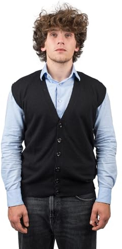 DALLE PIANE CASHMERE - Gilet boutonné en mélange de Cachemire, Made in Italy - Hommes