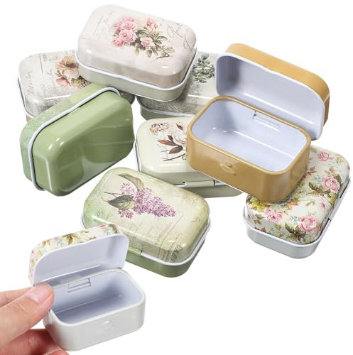 Alipis Vintage Blechdosen Set 8 Stück 6X4X1 Zoll Weißblech Mit Deckel Für Schmuck Und Kleine Aufbewahrung Dekorative Metallboxen Für Zuhause Und Büro