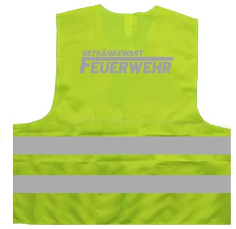 Feuerwehr Getränkewart Warnweste BZW. Signalweste mit reflektierendem Aufdruck - Größe L/XL, Gelb