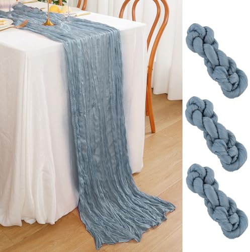 SHACOS 3 Pack Runner da Tavola Blu 90 x 300 cm Boho Runner da Tavolo Rustica Runner Tavola per Matrimoni, ricevimenti, feste di nozze, vacanze, Decorazioni Rustiche