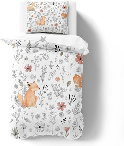 phonxia Copripiumino 120 x 150 cm per ragazzi e ragazze, copripiumino per 1 persona, volpe, animale giungla volpe, set da letto 120 x 150 cm e federa per cuscino per junior