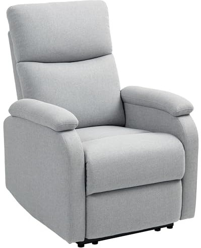 HOMCOM Relaxsessel, Fernsehsessel mit Liegefunktion, Gepolstert TV-Sessel mit Leinenoptik, Liegesessel mit Taschenfederkern, Ruhesessel bis 150 kg belastbar für Wohnzimmer, Grau