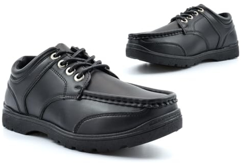 Boys School Shoes Boys Boat Shoes Size 6 School Shoe Size 3/4/5/6 Lace Up Black 5 UK