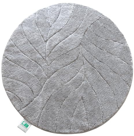 Floordirekt Badteppich - extra flauschig & schnelltrocknend - Badezimmerteppich mit rutschhemmender Rückseite - Badematte Duschvorleger (Maris) (Silber, rund 120 cm)