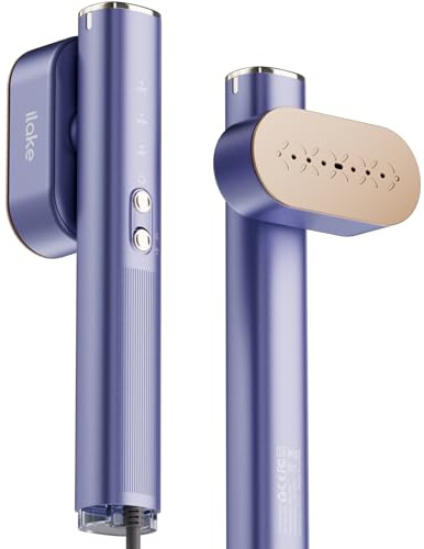 Ilake Vaporizador de mano para ropa, vaporizador de viaje de doble voltaje de 100-240 V, 1000 W, tanque de 120 ml, vaporizador y plancha portátil 2 en 1 para viajes de negocios, hogar, color azul