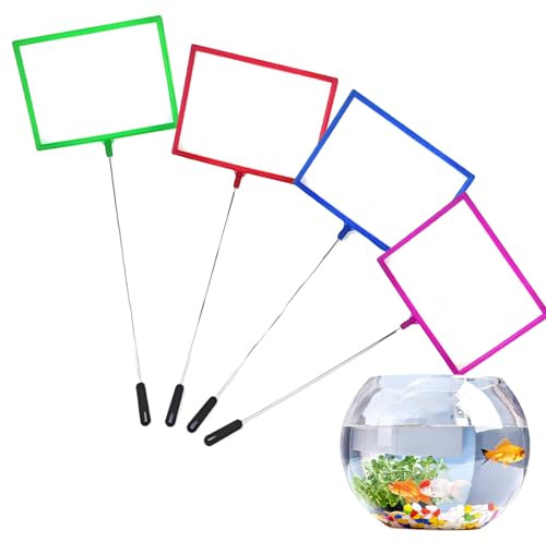 DIFLAX 4 Piezas Redes de Pesca para Acuario Tamaño Pequeño Ideales para Pescar y Trasladar Peces Entre Acuarios o para Limpiar el Tanque Prácticas y Convenientes (4 Colores)