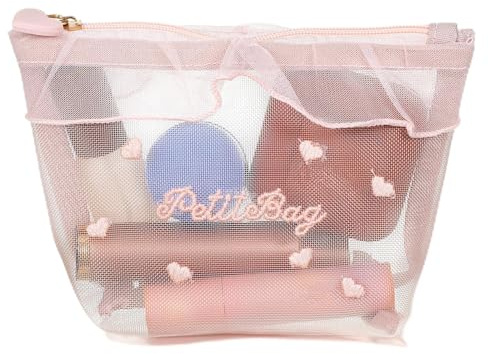 Cute Makeup Bag, Y2K Cosmetic Bag, Coquette Aesthetic Makeup Bags for Women, Bow Aesthetic Cosmetic Bags for Home, Travel, Office, Outdoors, Camping and Storage of Small Items (Pink)