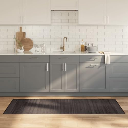 RMIHSJG Tappeto in bambù rettangolare marrone scuro 70 x 200 cm con fondo antiscivolo per soggiorno, resistente, impermeabile, durevole, arredamento naturale, moderno