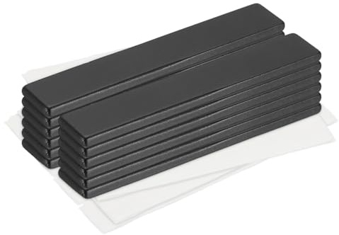 QUARKZMAN 12pcs Imanes de Neodimio Adhesivos, 60x10x3mm (L*A*G) Placa Magnética Rectangular Imán Magnético Potente Fuerte para Refrigerador Foto Pizarra Manualidades Cocina Oficina, Negro