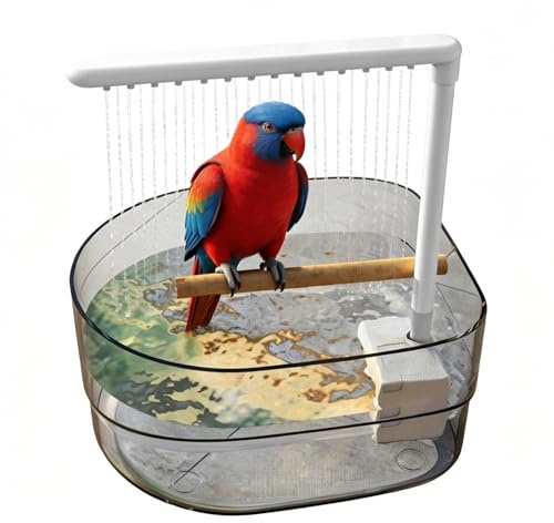 Baño para Loros | Artículos USB Grandes Transparentes para Mascotas - Baño De Ducha Automático para Loros | Compatible con Inseparables, Yaco, Cacatúa, NINFA, Miná, Interior, Exterior, Jaula, Hogar