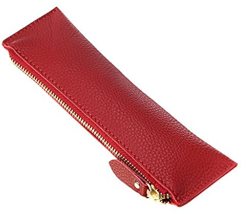 BTSKY Mäppchen aus weichem Echtleder Vintage-Design rot