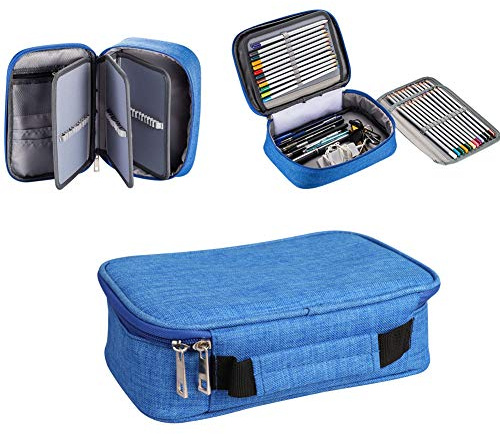 LONTG Large Colored Pencil Case Big Capacity Pen Bag Multi-Layer Pencil Case Pen Organiser Zipped Art Supplies Storage Pouch Case for Artist Students Sketch Drawing Pencils Holder 72 Slots