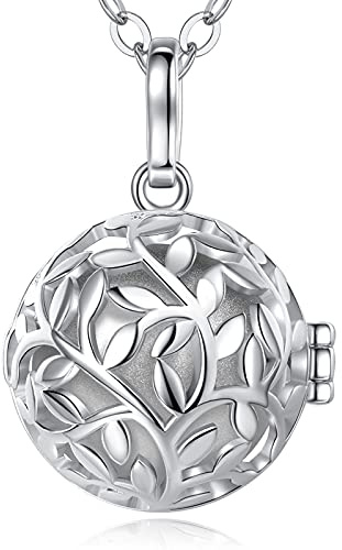 EUDORA Harmony Ball Arbre de Vie Ange Cloche Pendentif Collier Grossesse Mexicaine Bola Femmes Filles Bijoux Meilleur Cadeau, 76.2cm+114cm chaîne