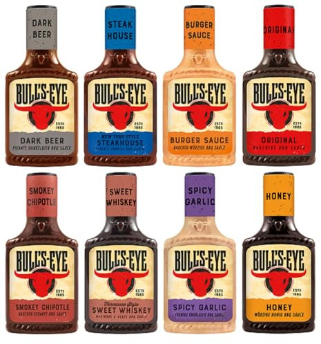 Bull's Eye Barbecue Grill Saucen Set 8 verschiedene Sorten je 300ml