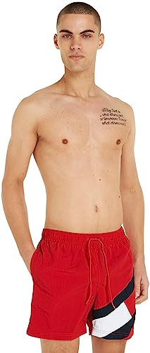 Tommy Hilfiger Bañador para Hombre SF Medium Drawstring Pernera Larga, Rojo (Primary Red), XXL