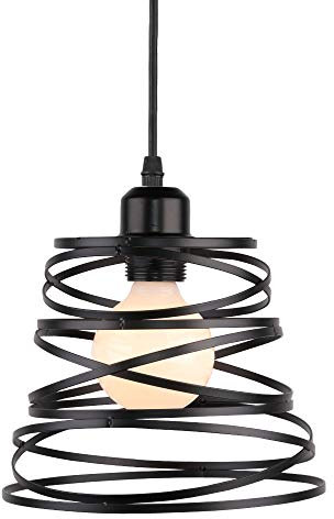 PETITES ECREVISSES Lampadario a Sospensione E27 Retrò Industriale Lampada da Soffitto Ø20cm Creativa Illuminazione interna per Cucina Salotto (Nero-20cm)