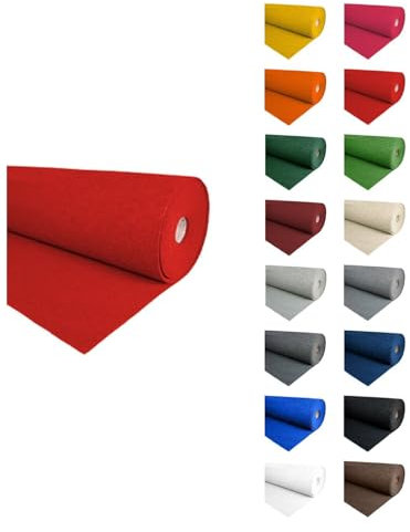 JARDIN202 - Alfombra para eventos | Moqueta ferial 1m de ancho | 1 metro (Ancho) x 5 metros (Largo) (10 - Rojo)