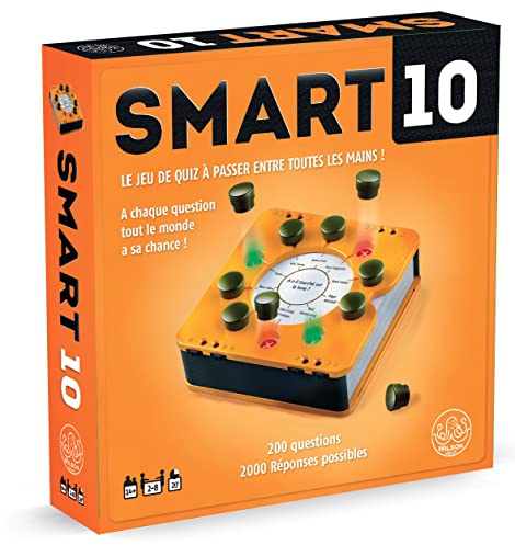 Wilson Jeux Smart 10 Version française | Jeu de Quiz Fun et Compact | Quiz Nomade pour 2 à 8 Joueurs | 100 Cartes Questions Doubles | MA001