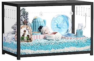 BUCATSTATE Hamster Cage Metal 2.0 - Small Animal Habitats Large Stackable with Top Access Easy Assemble 31.4L*17.6W*20H Inches Dwarf Syrian Hamster House for Guinea Pig, Gerbil (552sq inch Black)