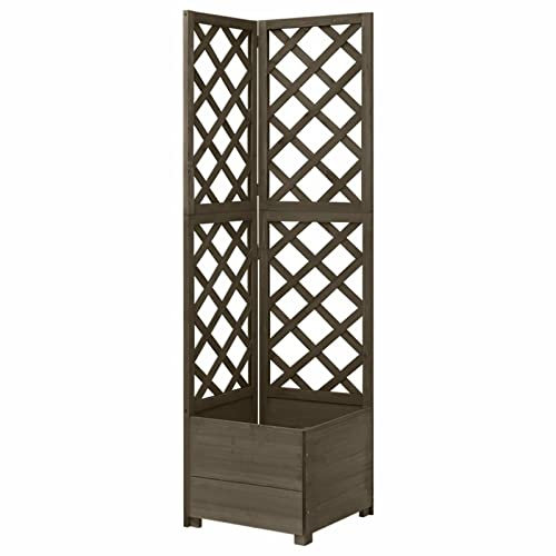 Rantry Fioriera angolare grigia 40 x 40 x 150 cm, in legno di abete massiccio, fioriera da giardino, vaso per piante da esterno, per patio, terrazza, cortile e prato, decorazione per ortaggi, erbe