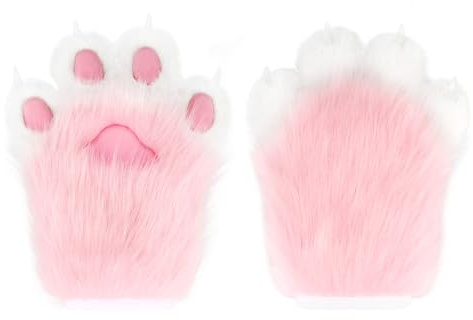 hbbhml Katthandskar i plysch, med fuskpäls, katthandskar med klor, pälsdräkt, djurtassar, räv, halloween, cosplaydräkt, kostymtillbehör för vuxna