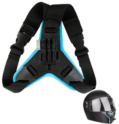 Dewfigs ㅤ Support de Menton pour Casque de Moto Universel, Sangle de Casque de Moto Compatible avec GoPro Hero 12/11/10/9/8/7/6/5, DJI Osmo Action Insta360, Accessoire Caméra d'action (Bleu)